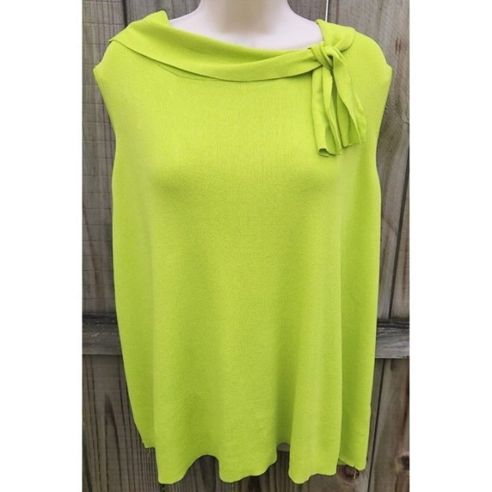 EUC Cato Green Dressy Tank Top, Women's size 18/20W, Bow Detail, Rayon, Nylon